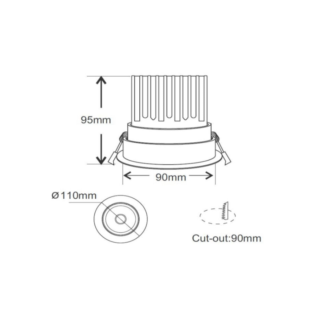 INFINITE 213 15W Tiltable Low Glare COB Aluminium LED Downlight 90mm cut out-LED Downlight-LC